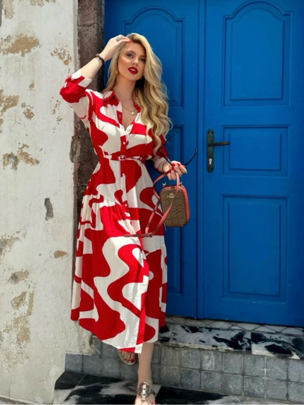 Zara Print Button Front Dress